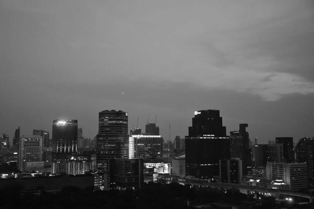 City skyline at night